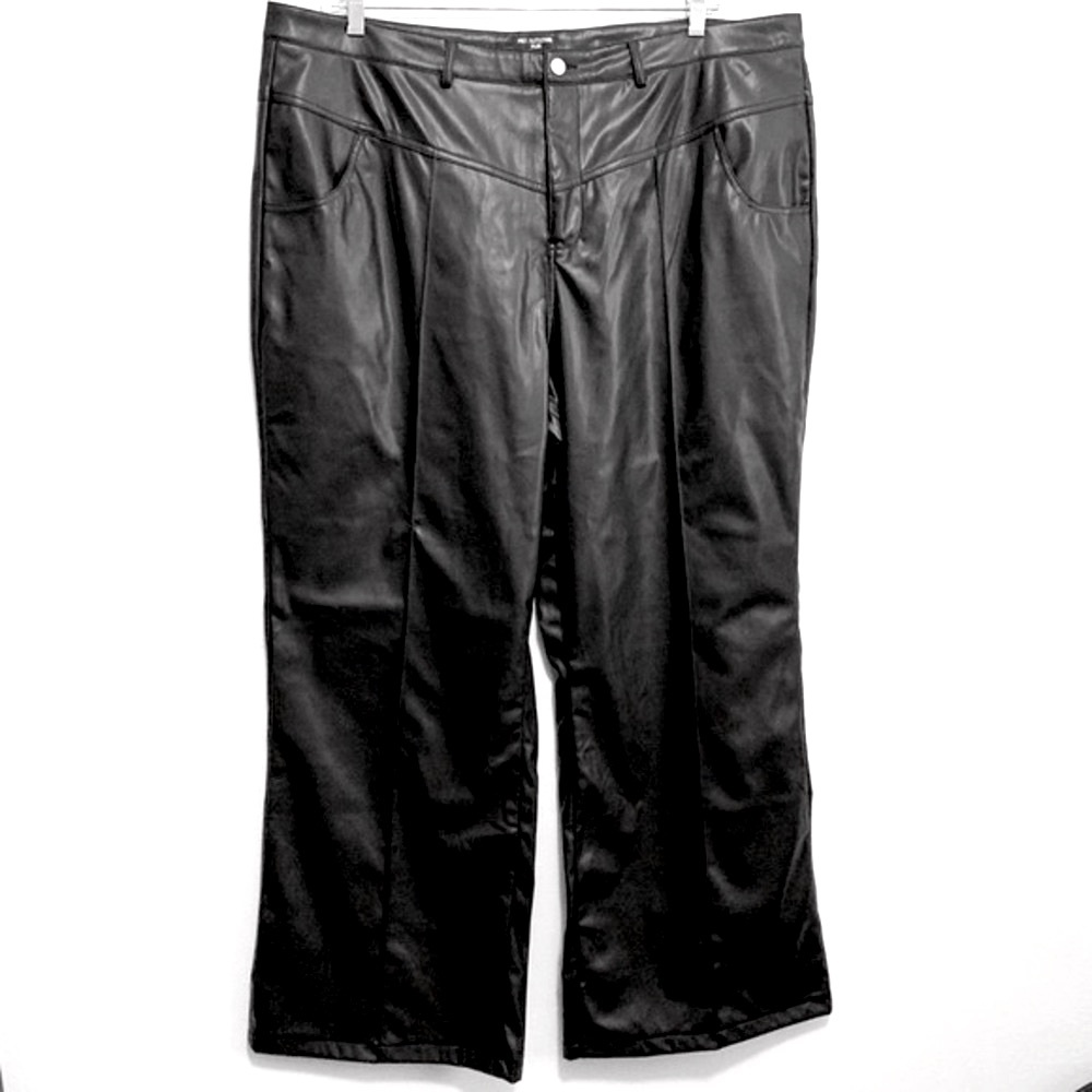 PrettyLittleThing Plus Black Faux Leather Trousers